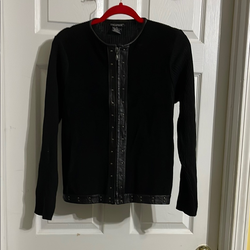 Escapade Leather Jacket Vintage 90s/y2k Suede Black Knit Sleeves Size Medium